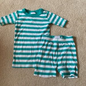 Hanna Andersson Teal Striped Short Pajama Set 120(6-7)